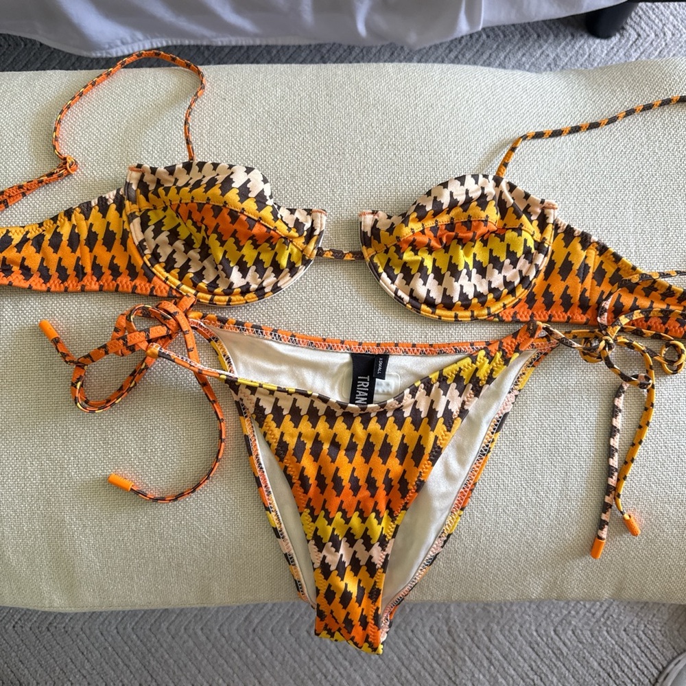 Triangl Swimwear Houndstooth Bikini in Orange and Yellow